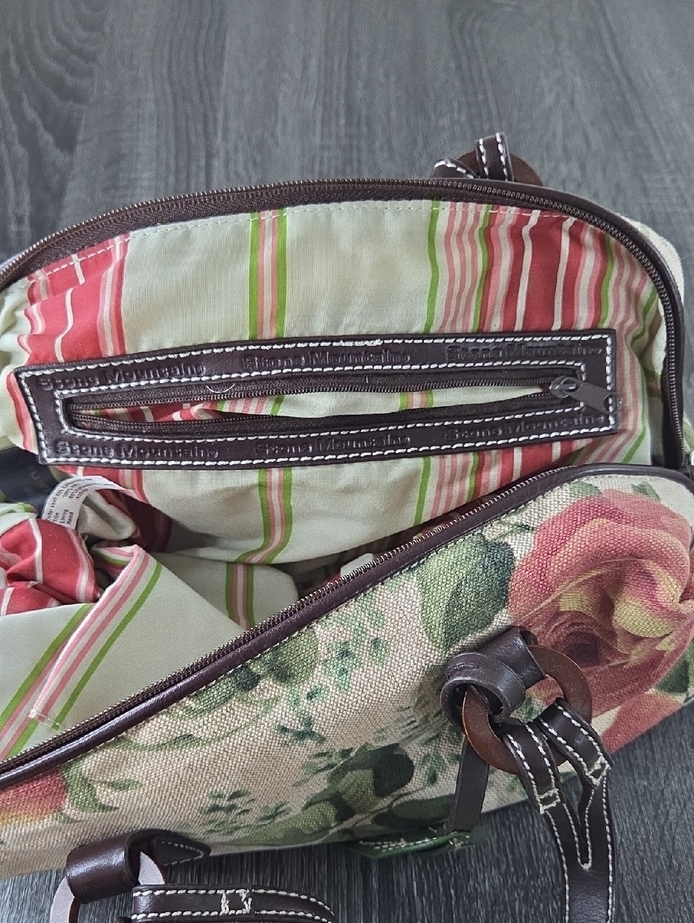 STONE MOUNTAIN Floral Tapestry Satchel Handbag in Antique Large Rose Prin t EUC - Picture 14 of 16